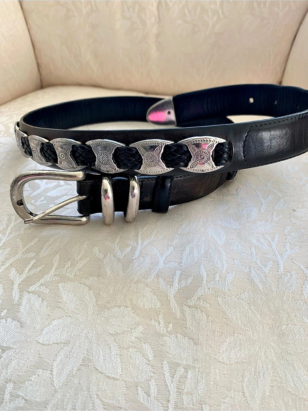 Women's Black & Silver Western Belt